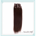 Best Remy Indian /Brazilian / Chinese Human Hair with Clip on Straight Dark Brown Hair Extension